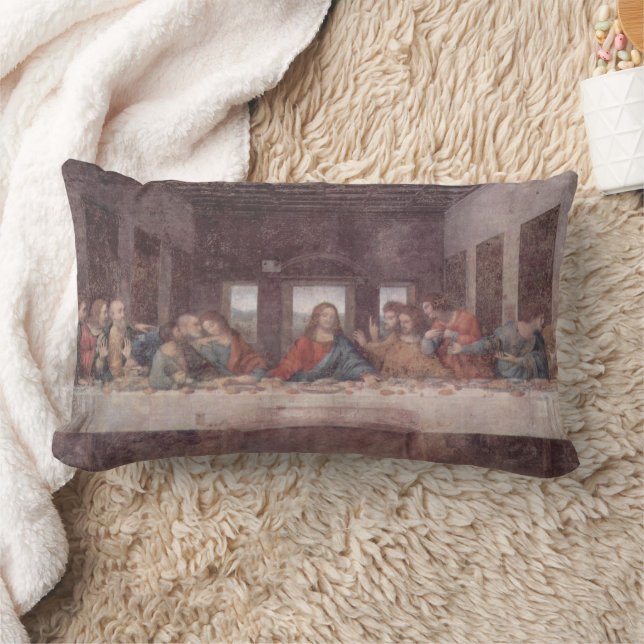 Jesus "Yeshua" The Last Supper, Leonardo da Vinci Lumbarkudde (Filt)