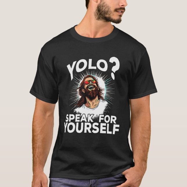 Jesus YOLO Meme Funny Christian Påsk T Shirt (Framsida)