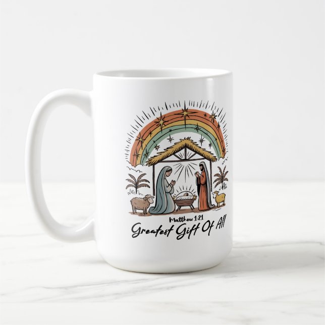 Jesusbarn Maria Josef julkrubba kristen Kaffemugg (Vänster)