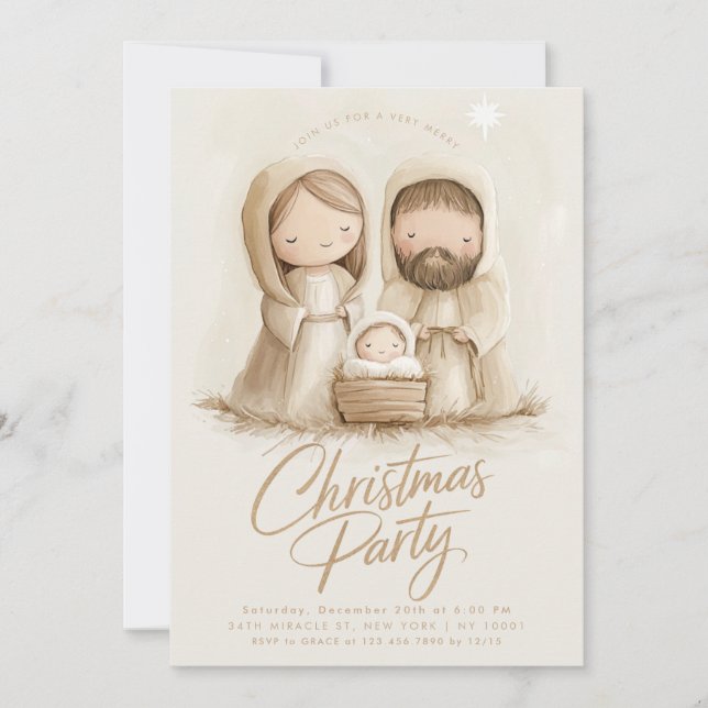 Jesusbarn Maria Josef Religiös jul Inbjudningar (Framsida)