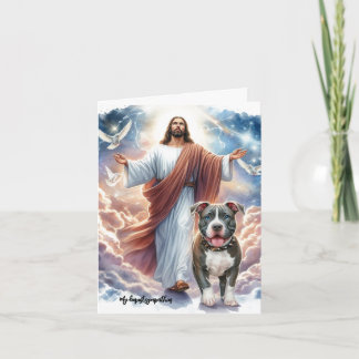 Jesusbok med Pit Bull-Hund Förlust Död & Sorg Kort
