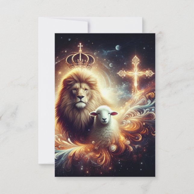 Jesusis de Lejonare och Lamb Tack Kort (Framsida)