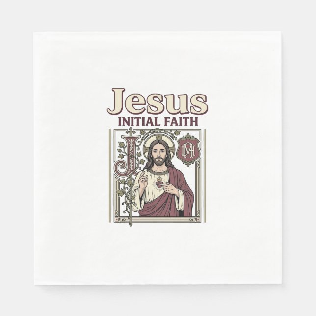 Jesusmonogram initial tro Jesusmonogram initial kr Pappersservett (Framsidan)