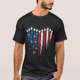 Jet Airplan Heart Rött vitt blått American Flagga T Shirt