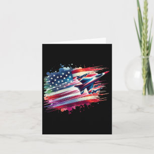 Jet American Flagga USA Patriotic 4:e Jul Kort