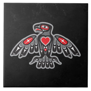 Jet Black Granite Faux Native American Thunderbird Kakelplatta
