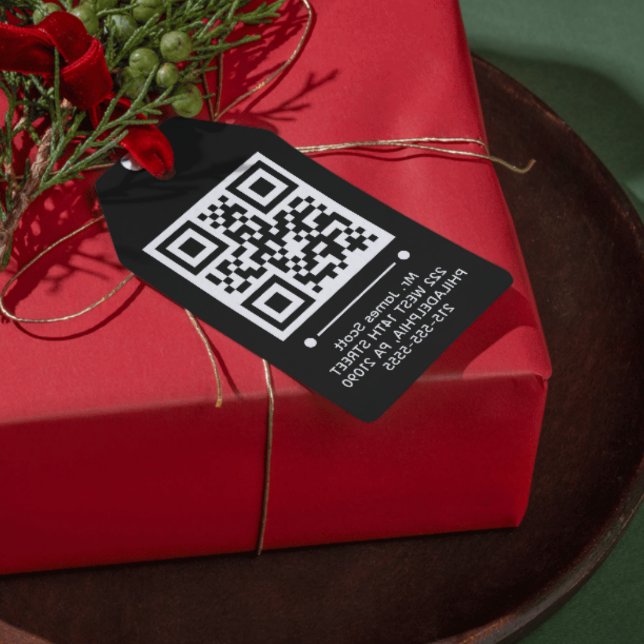Jet Black QR KOD Anpassad  Presentetikett (Skapare uppladdad)