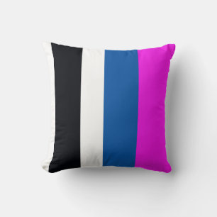 Jet Black, Ren Vit, Tealblå, Het rosa randig Kudde