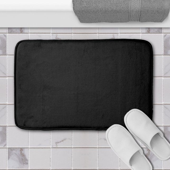 Jet Black Solid Färg enkel minimalistisk Badrumsmatta (jet black bathmat)