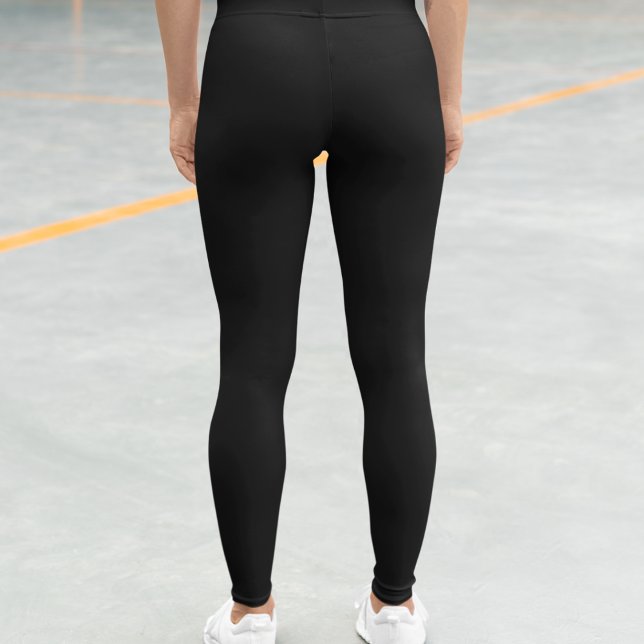 Jet Black Solid Färg enkel minimalistisk Leggings (jet black solid color leggings)