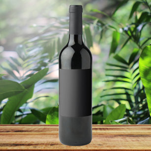 Jet Black Solid Färg Vinflaska Etikett
