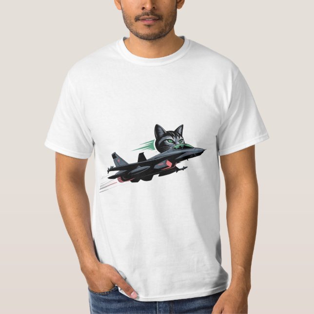 Jet Cat Pilot - Futuristiska Kattdjur Flight Tee (Framsida)