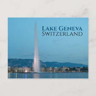 Jet d'Eau Genève i natt Vykort
