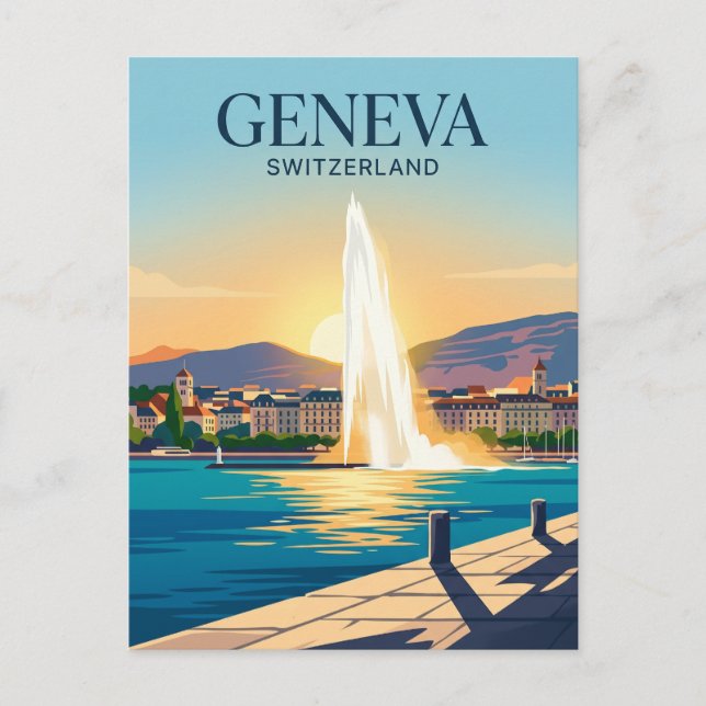 Jet d'Eau Schweiz Vykort (Framsida)
