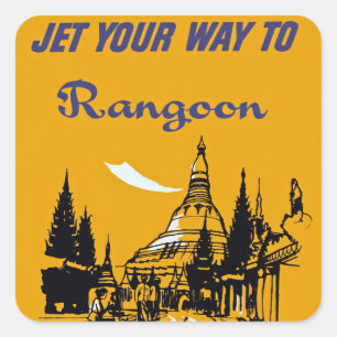 Jet din väg till Rangoon Fyrkantigt Klistermärke