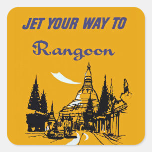 Jet din väg till Rangoon Fyrkantigt Klistermärke