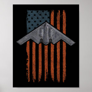 Jet Fighter och B-2 Spirit Bombplan Patriotisk Kon Poster