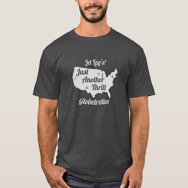 Jet Lag Design Grått Gainsboro Färg T Shirt (Framsida)