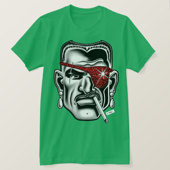 Jet Latex™/Bruten näsa/Grön T Shirt (Design framsida)