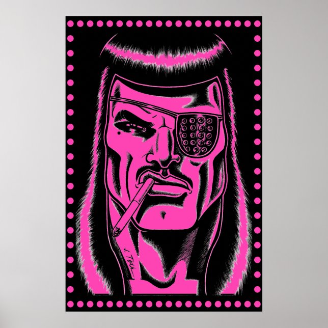 Jet Latex™/Studs/Hot Pink/Large Poster (Framsidan)