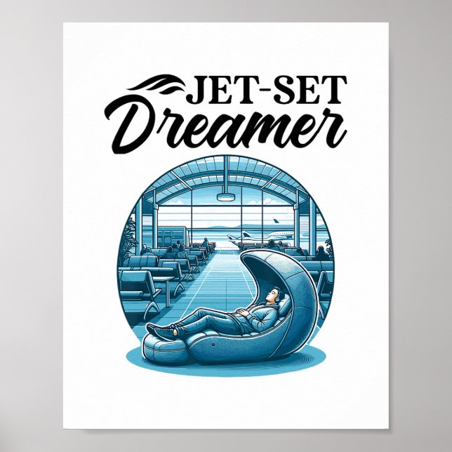 Jet-set Drömmare Internationell Världsresenär Rese Poster (Framsidan)