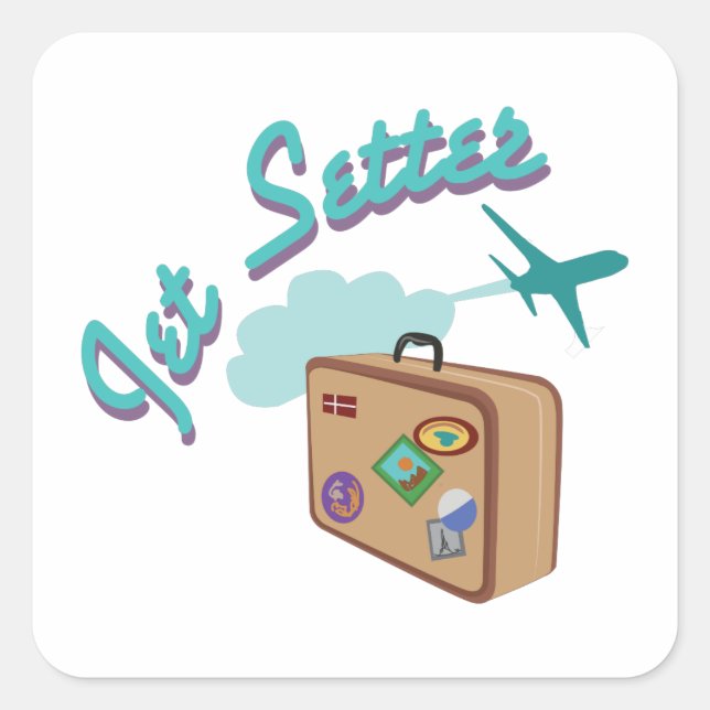 Jet Setter Fyrkantigt Klistermärke (Framsida)