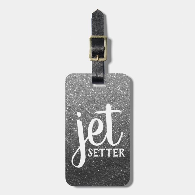 Jet Setter Traveler Silver Glitter Travel Queen Tr Bagagebricka (Vertikal Framsida)