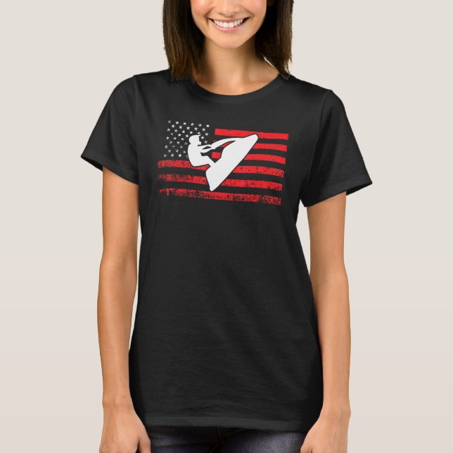 Jet Ski American Flagga Jet Skiing T Shirt (Framsida)