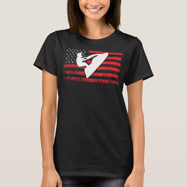 Jet Ski American Flagga Jet Skiing T Shirt (Framsida)