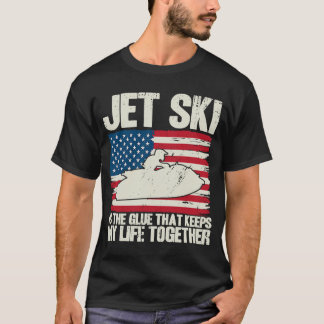 Jet Ski Behållor mitt liv tillsammans med amerikan T Shirt