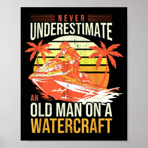 Jet ski farande pappa vattenskoter förare gammal m poster