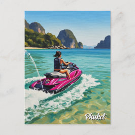Jet Ski in Phuket Patong Beach Thailand Travel Vykort