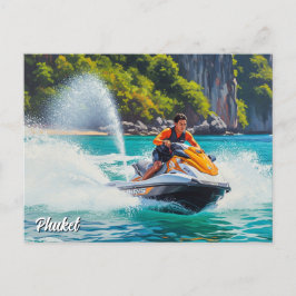 Jet Ski in Phuket Patong Beach Thailand Travel Vykort