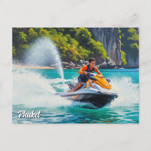 Jet Ski in Phuket Patong Beach Thailand Travel Vykort