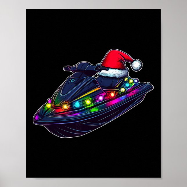 Jet Ski Jet Skiing Julhatt Xmas  Poster (Framsidan)