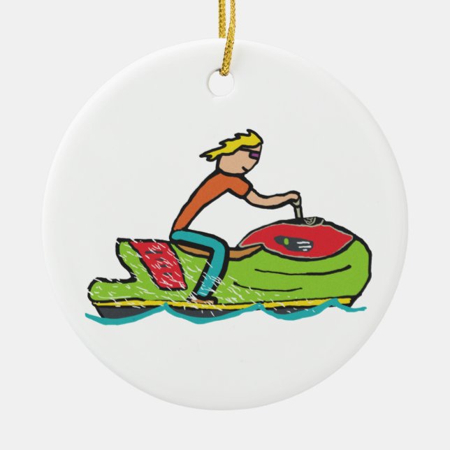 Jet Ski Julgransprydnad Keramik (Framsidan)
