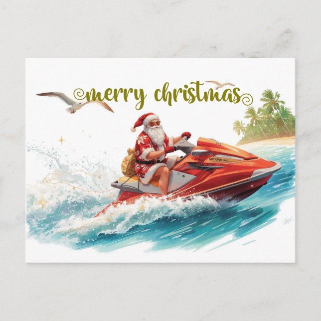 Jet Ski julhelg med tomte Helg Vykort (Framsida)