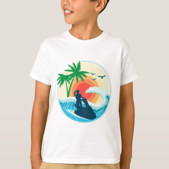 Jet Ski och vågor T Shirt (Framsida)