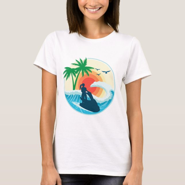 Jet Ski och vågor T Shirt (Framsida)