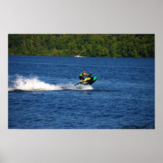 Jet Ski på sjöaffisch Poster (Framsidan)