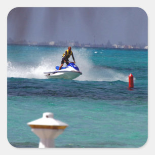 Jet Ski Paradis Fyrkantigt Klistermärke