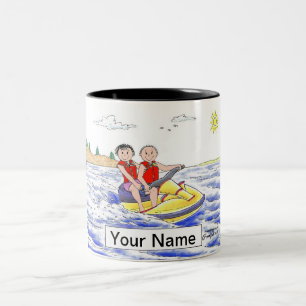 Jet Ski Riding par Tecknad by PrintingPerfection Två-Tonad Mugg