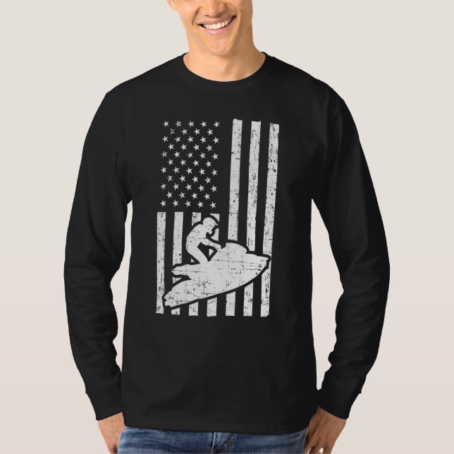 Jet Ski USA:s Flagga Jet Skiing T Shirt (Framsida)