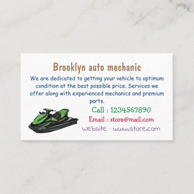 Jet skidillustration av tecknaden visitkort (Framsida)