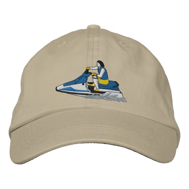 Jet Skier (sitta) Broderad Keps (Framsida)