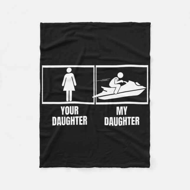 Jet Skiing Din Dotter Min Dotter Bror Rolig Fleecefilt (Framsidan)