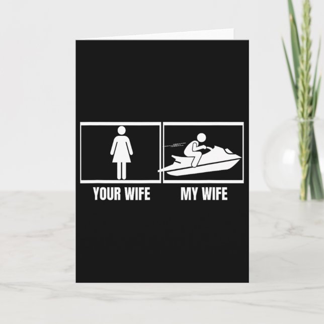 Jet Skiing Din fru Min fru Husnd Roligt Jet Ski  Kort (Framsida)