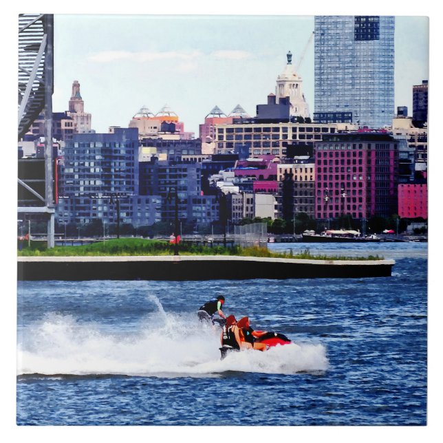 Jet Skiing vid Colgate Clock Kakelplatta (Framsidan)