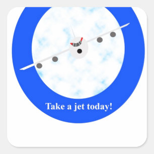 Jet Travel Fyrkantigt Klistermärke