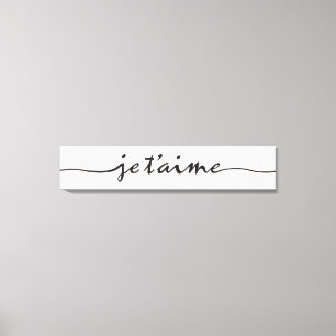 jet'aime - jag älskar dig i franskt - svart canvastryck